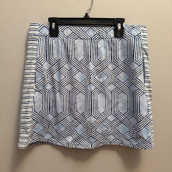 J. McLaughlin Pants - J. McLaughlin Blue and White Patterned Mini Skirt